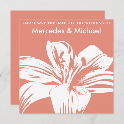 Persimmon Lily Bloom sparen de Uitnodiging van de (Voorkant / Achterkant)