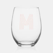 Persimmon Modern Monogram Initiaal Letter Wijnglas Zonder Voet (Achterkant)