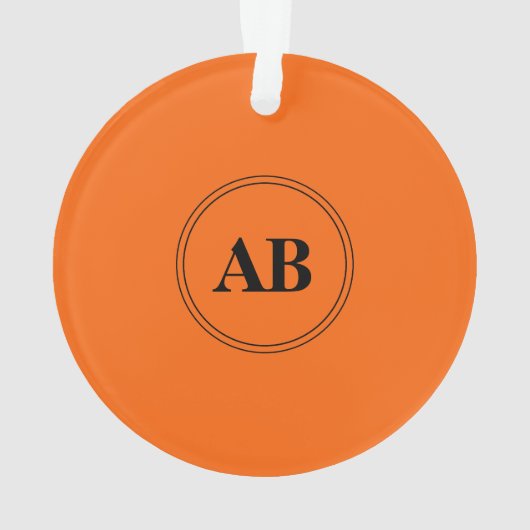 Persimmon oranje vaste kleur met monogram ornament (achterkant)