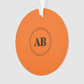 Persimmon oranje vaste kleur met monogram ornament (voorkant)