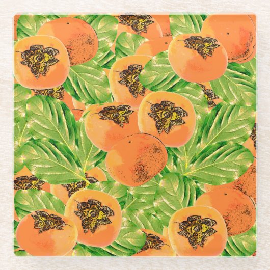 Persimmon Pattern Glazen Onderzetter (Voorkant)