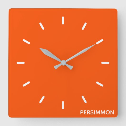 Persimmon rode kleurnaam vierkante klok (Voorkant)