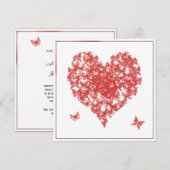 Persimmon Roos Butterfly Heart Weddenschap Kaart (Voorkant / Achterkant)