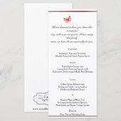 Persimmon Roos Vlinder Hart Bruiloft Menu (Voorkant / Achterkant)