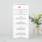 Persimmon Roos Vlinder Hart Bruiloft Menu (Staand voorkant)