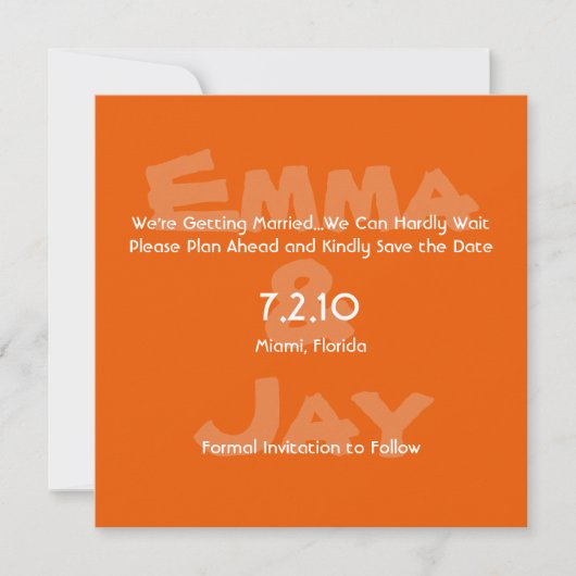 Persimmon Simply Color Save the Date (Voorkant)