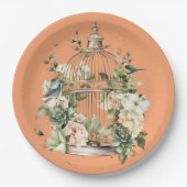 Persimmon Sinaasappel Wit Groen Goud Douche Papieren Bordje (Voorkant)