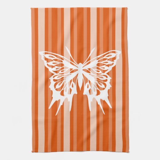 Persimmon Victoriaans Stripe met Butterfly Theedoek (Verticaal)