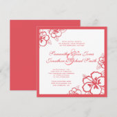 Persimmon & White Hibiscus Flowers Custom Wedding Kaart (Voorkant / Achterkant)