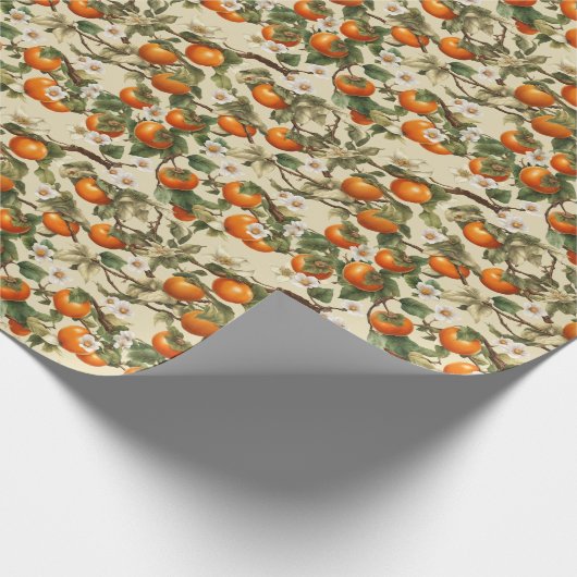 Persimmons Patroon Cadeaupapier (Hoek)