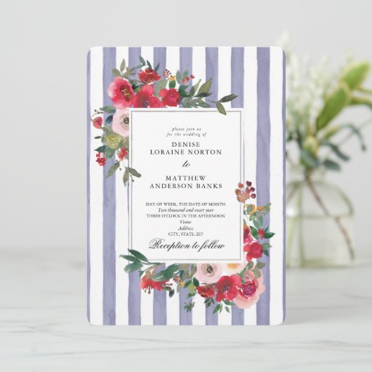 Persisch Violet Trouwuitnodiging Kaart (Staand voorkant)