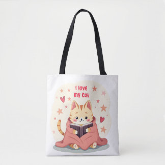 Persische kat leesboek boodschappentas, stijlvolle tote bag