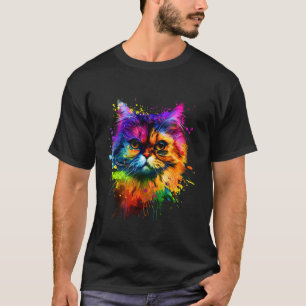 Persische kattenliefhebbers Levendige kleuren verf T-shirt