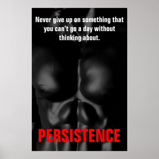 Persistence Bodybuilding Training Zwart & Wit Poster (Voorkant)