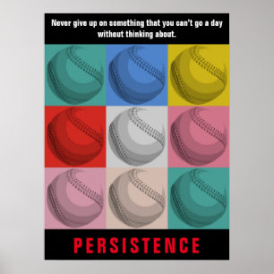 Persistentie Baseball Inspirerend Motivatie Poster