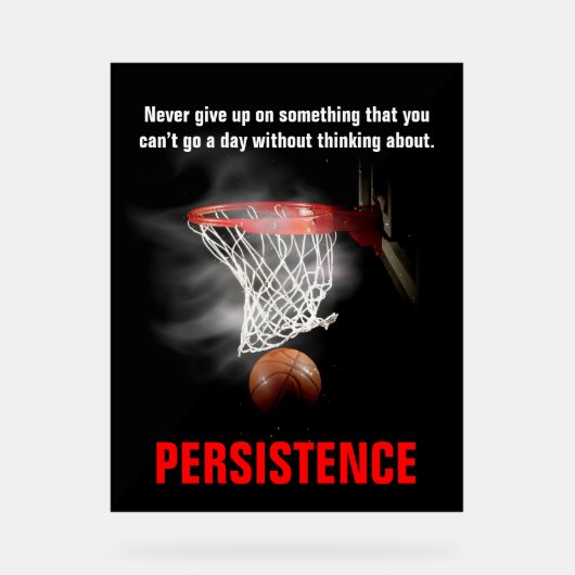 Persistentie Basketball Inspirerend Motivatie Acryl Bord (Voorkant)