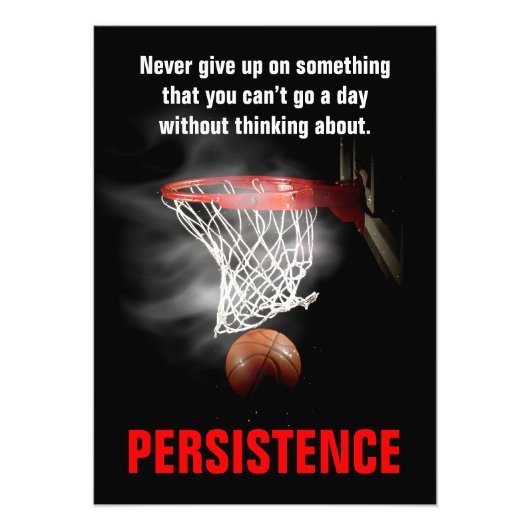 Persistentie Basketball Inspirerend Motivatie Foto Afdruk (Voorkant)