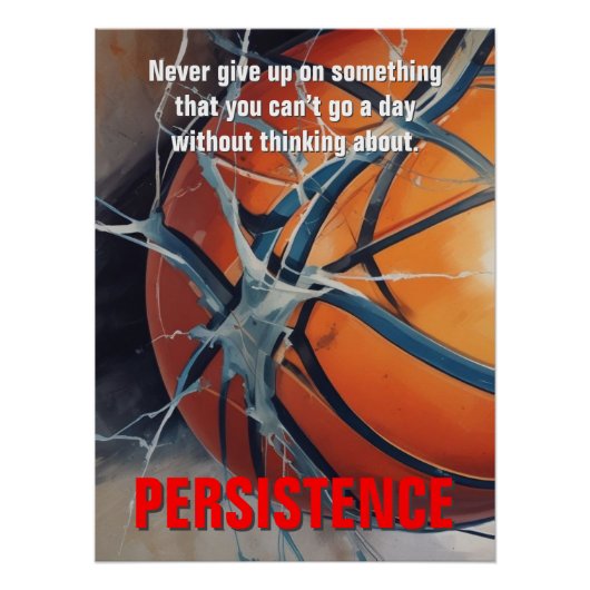 Persistentie Basketball Inspirerend Motivatie Perfect Poster (Voorkant)