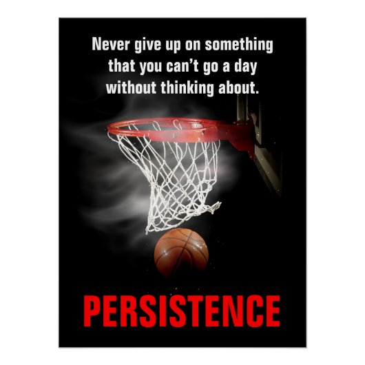 Persistentie Basketball Inspirerend Motivatie Perfect Poster (Voorkant)