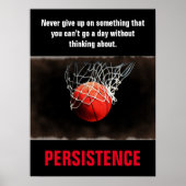 Persistentie Basketball Inspirerend Motivatie Poster (Voorkant)