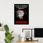 Persistentie Basketball Inspirerend Motivatie Poster (Thuiskantoor)