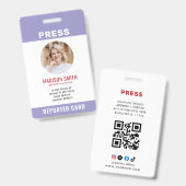 Perskaart Journalist Foto-ID Badge (Voor- en achterkant)