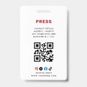 Perskaart Journalist Foto-ID Badge (Achterkant)