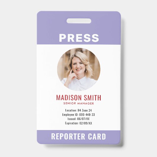 Perskaart Journalist Foto-ID Badge (Voorzijde)