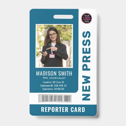 Perskaart Journalist  Foto-ID  Badge (Voorzijde)