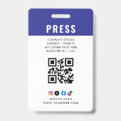 Perskaart Journalist Foto ID Badge (Achterkant)