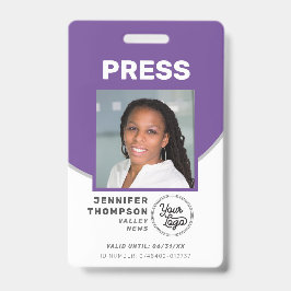 Perskaart Journalist Paars en Wit Foto ID Badge