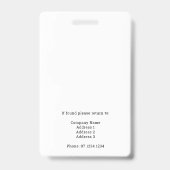 Perskaart Logo Foto en Streepjescode ID-badge Badge (Achterkant)