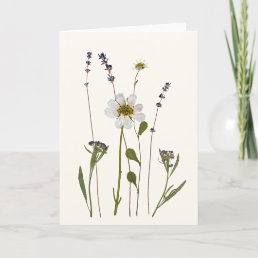 Perskaart met geperste bloemen kaart (Voorkant)