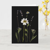 Perskaart met geperste bloemen Zwart Kaart (Gele Bloem)