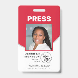 Perskaart voor journalisten Rood en Wit Foto ID Badge