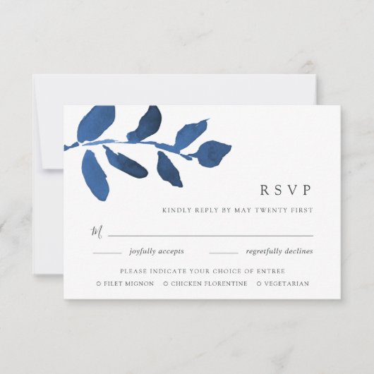 Perskaart voor maaltijdkeuze in geperste botanisch RSVP kaartje (Voorkant)