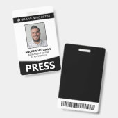 Perskaart voor professionele journalisten badge (Voor- en achterkant)