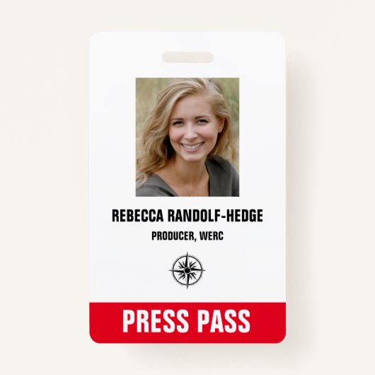 PERSKAART VOOR SPECIALE EVENEMENTEN - Foto I.D. Badge (Voorkant)