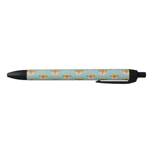 Persolanized Funny Hipster Corgi Zwarte Inkt Pen (Bodem)