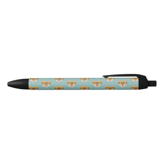 Persolanized Funny Hipster Corgi Zwarte Inkt Pen (Bovenkant)