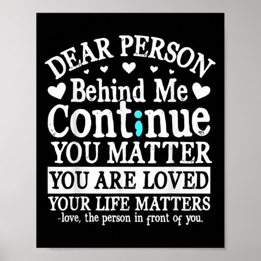 Person Behind Me Suicide Prevention &amp; Depressi Poster (Voorkant)