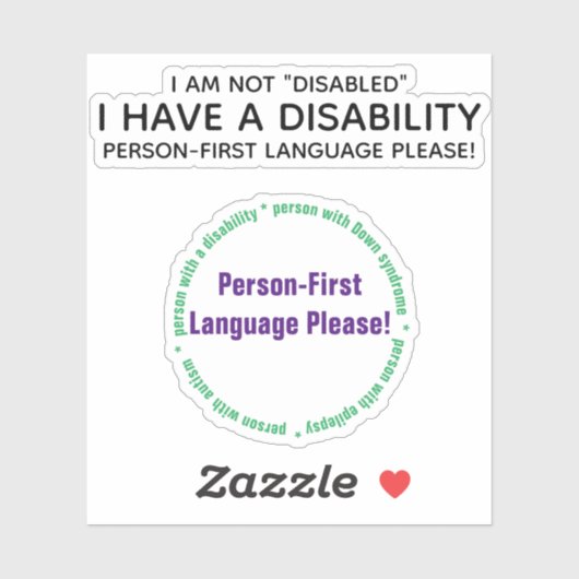 Person First Disability Custom-Cut Vinyl Sticker (Vel)