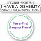 Person First Disability Custom-Cut Vinyl Sticker (Voorkant)