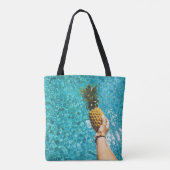 Person holding yellow pineapple tote bag (Achterkant)