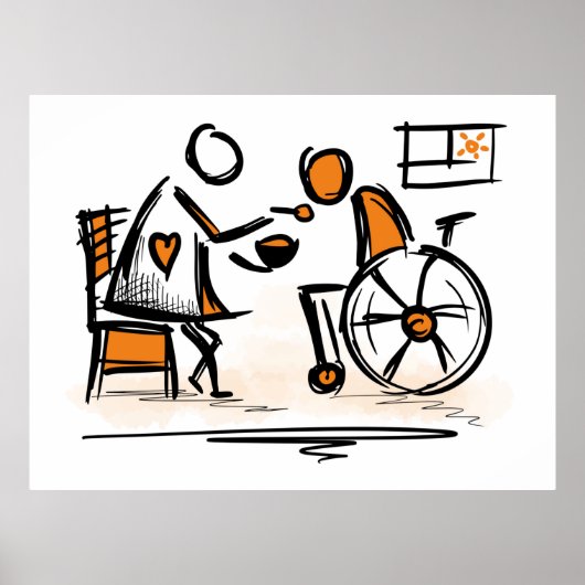 Person in a wheelchair. Hospital/nursing home Poster (Voorkant)