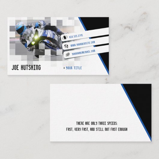 Person Riding Deep Blue Sports Bike | Motorcyclist Visitekaartje (Voorkant / Achterkant)