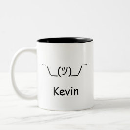 Person Shrugging Shruggie Tweekleurige Koffiemok
