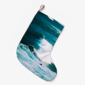 Person surfboard met oceaangolven kleine kerstsok (Voorkant (Hangend))