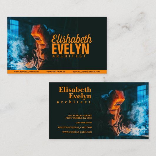 Person Welding die een beschermende metalen masker Visitekaartje (Voorkant / Achterkant)