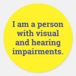 person with visual and hearing impairment ronde sticker